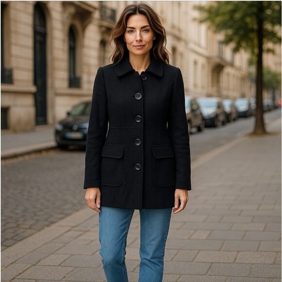 Gap Virgin Wool Deep Navy Pea Coat Size S - Picture 1 of 9